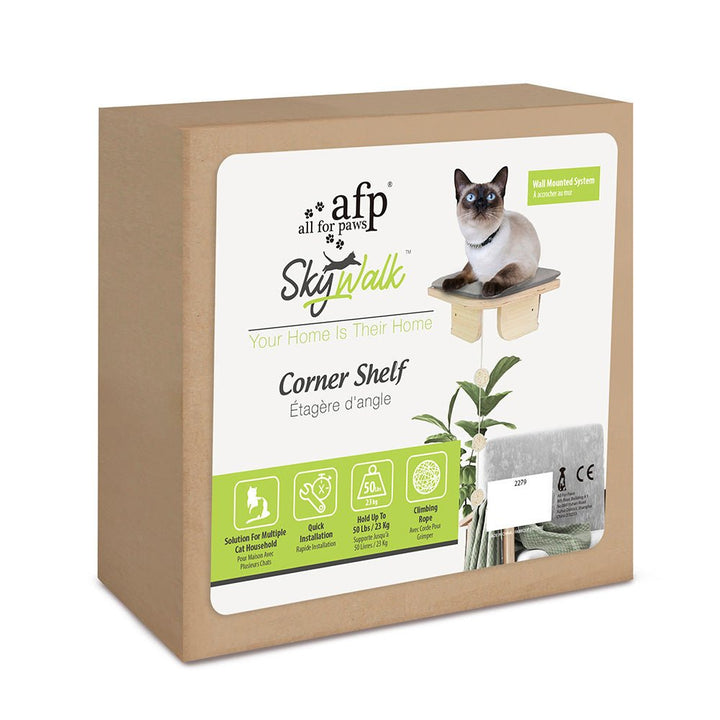 All for Paws Skywalk Corner Shelf Platform - Pets Essentials