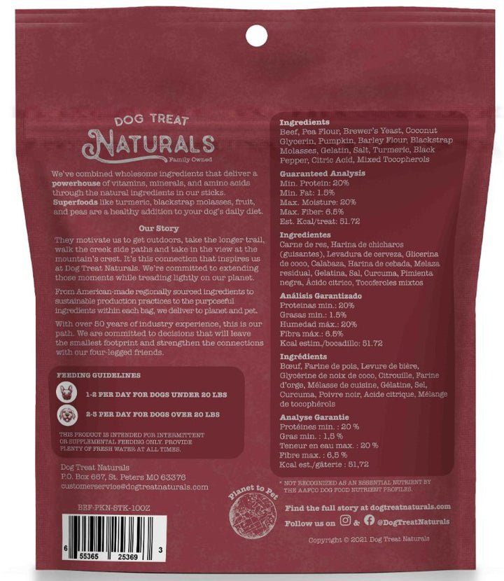 Dog Treat Naturals Superfood Sticks - Beef & Pumpkin - Pets Essentials