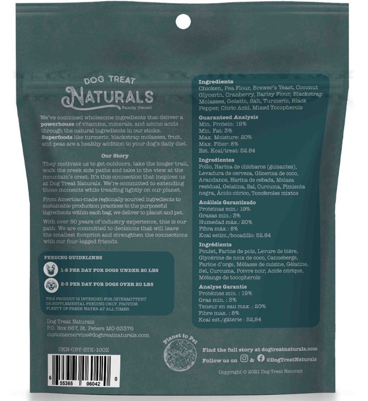 Dog Treat Naturals Superfood Sticks - Chicken & Cranberry - Pets Essentials