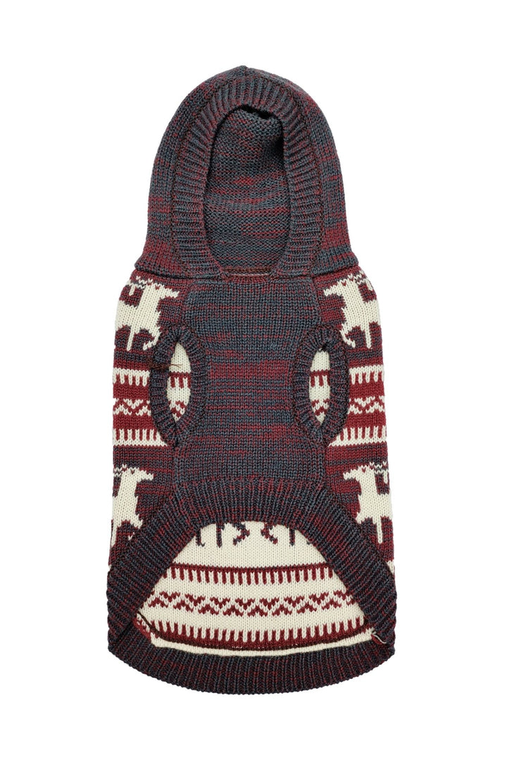 Doggie - Q Hooded Double Knit Moose Print Sweater - Pets Essentials