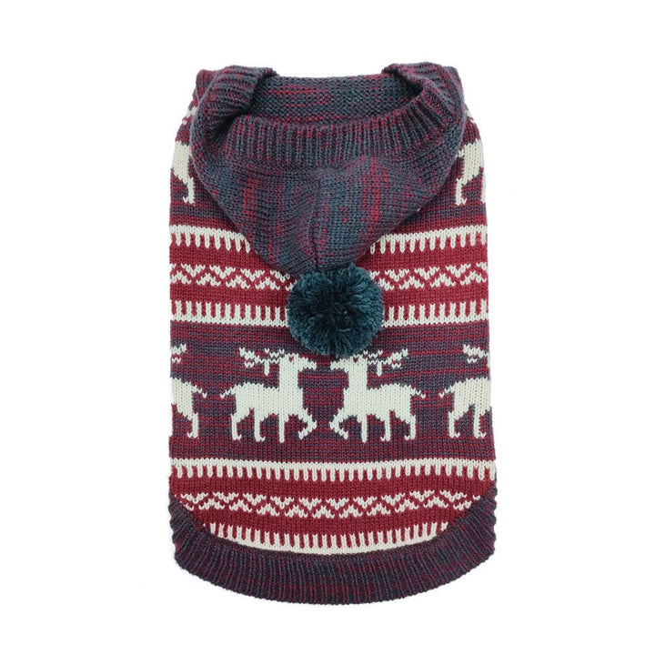 Doggie - Q Hooded Double Knit Moose Print Sweater - Pets Essentials