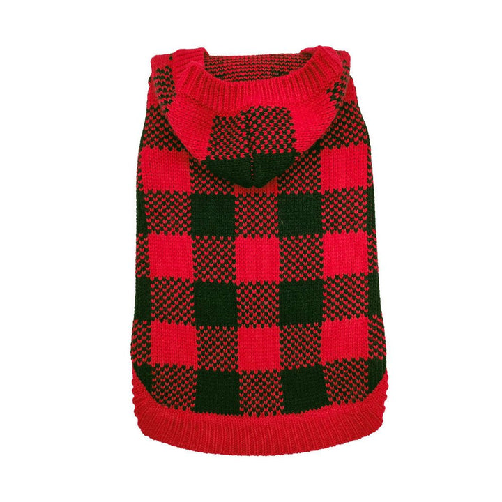 Doggie - Q Hooded Double Knit Red Plaid Jacket - Pets Essentials
