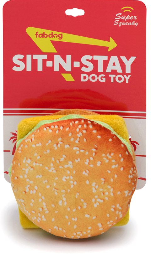 fabdog Foodies Squeak Toy - Sit - N - Stay Cheeseburger - Pets Essentials