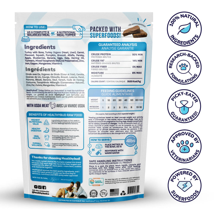 healthybud Freeze - Dried Dinner Patties - Turkey - Pets Essentials