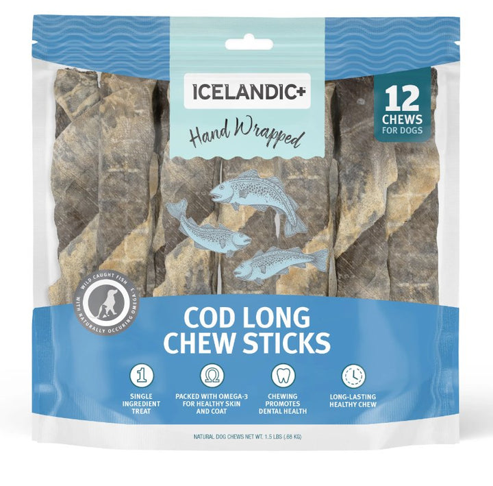 Icelandic+ Hand Wrapped Cod Chew Sticks - Long - Pets Essentials