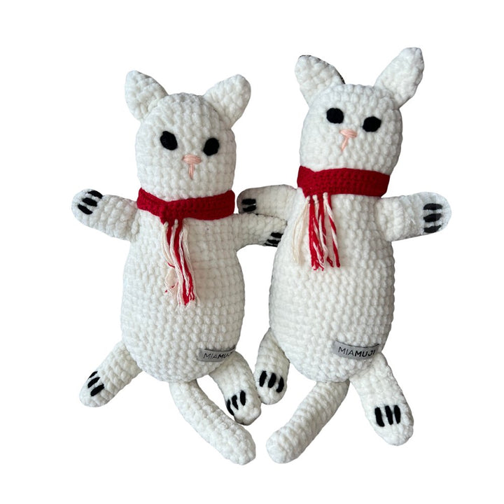 MiaMuji Crochet Dog Toy - Cotton the White Cat - Pets Essentials