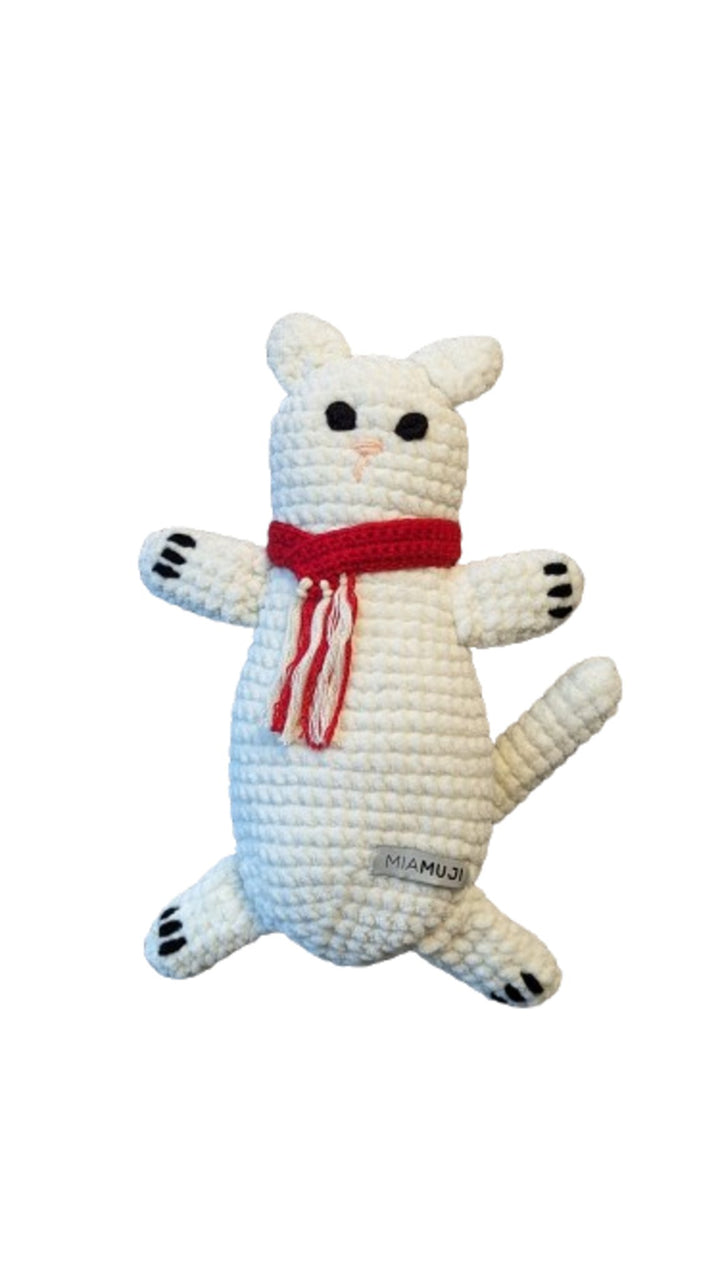 MiaMuji Crochet Dog Toy - Cotton the White Cat - Pets Essentials