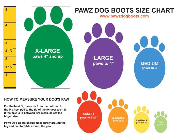 PAWZ Rubber Dog Boots - Colour - Pets Essentials