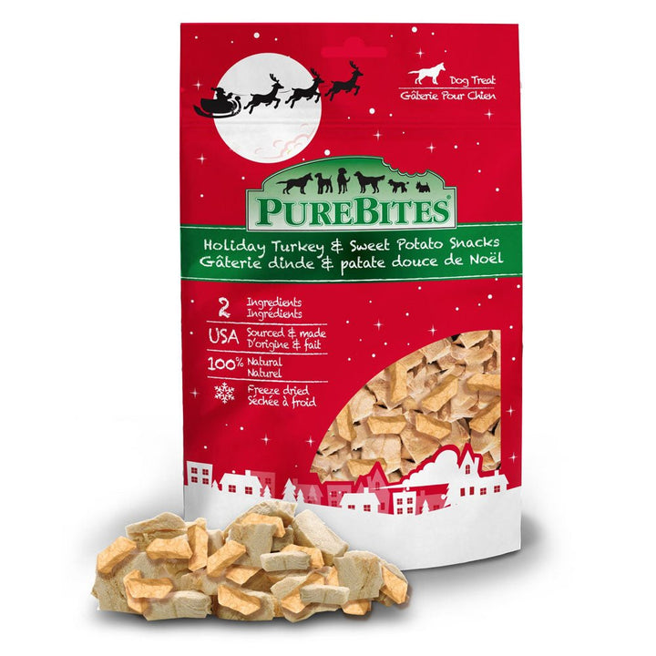 PureBites Freeze Dried Treats - Holiday Turkey + Sweet Potato - Canine - Pets Essentials